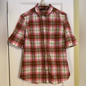 Eddie Bauer Women's Multicolor Plaid Camp Shirt 100% Cotton
